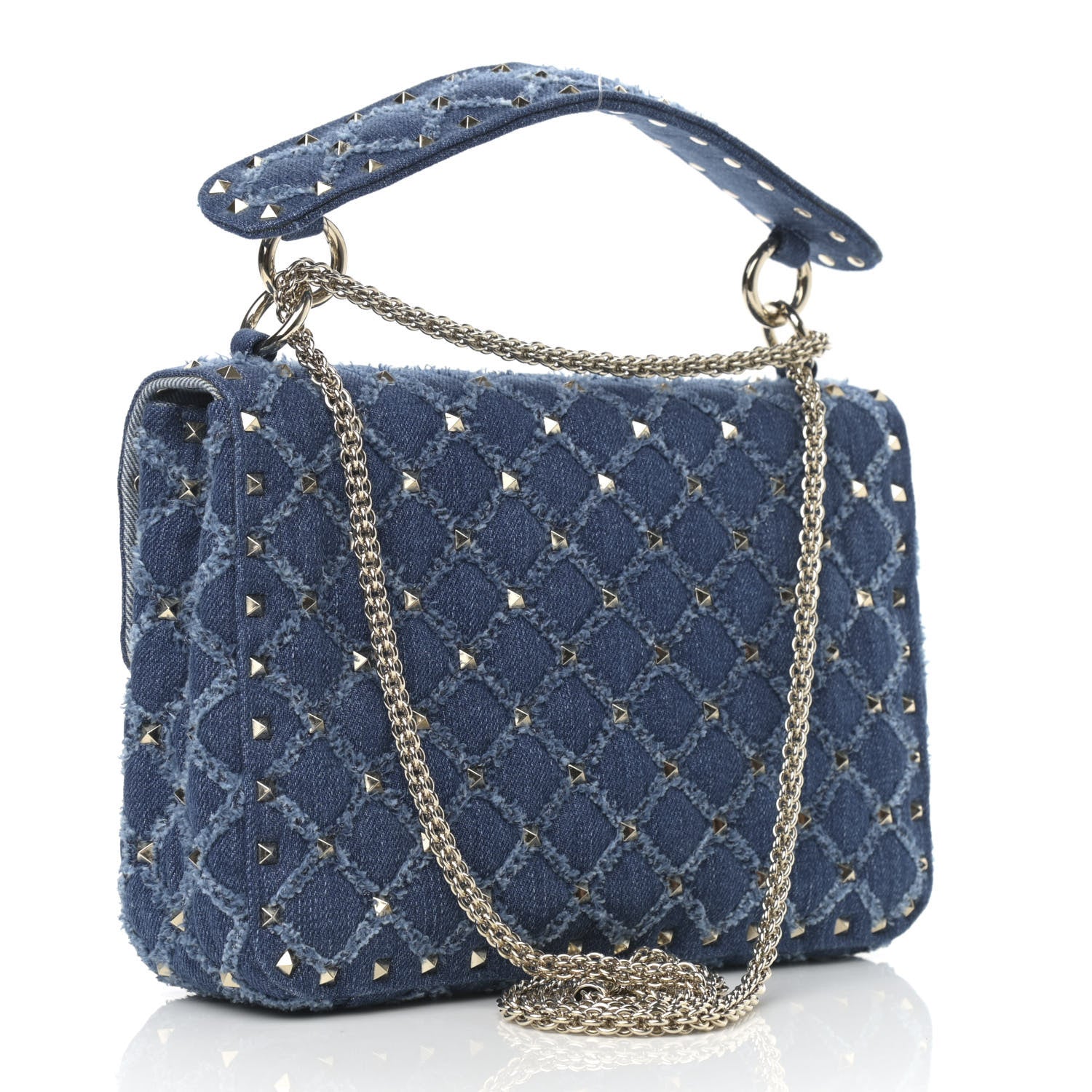 Valentino Garavani Denim Medium Rockstud Spike Shoulder Bag Denim 3 of 9