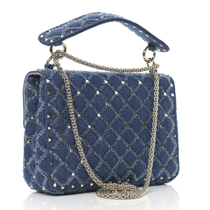 Valentino Garavani Denim Medium Rockstud Spike Shoulder Bag Denim 3 of 9