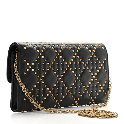 Christian Dior Lambskin Cannage Studded Dioraddict Wallet on Chain Black 3 of 11