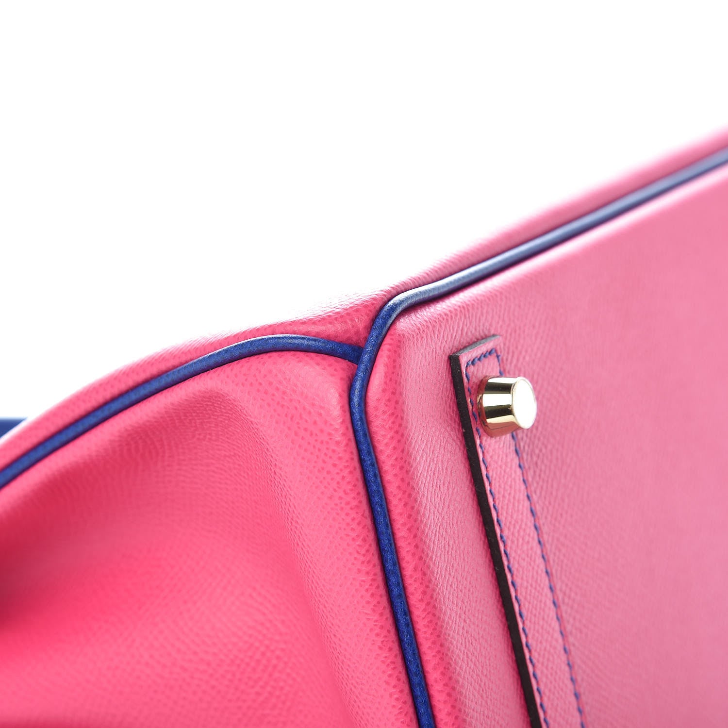 Hermes Epsom Bi Color Horseshoe Birkin 30 Rose Tyrien Bleu Electrique 7 of 33