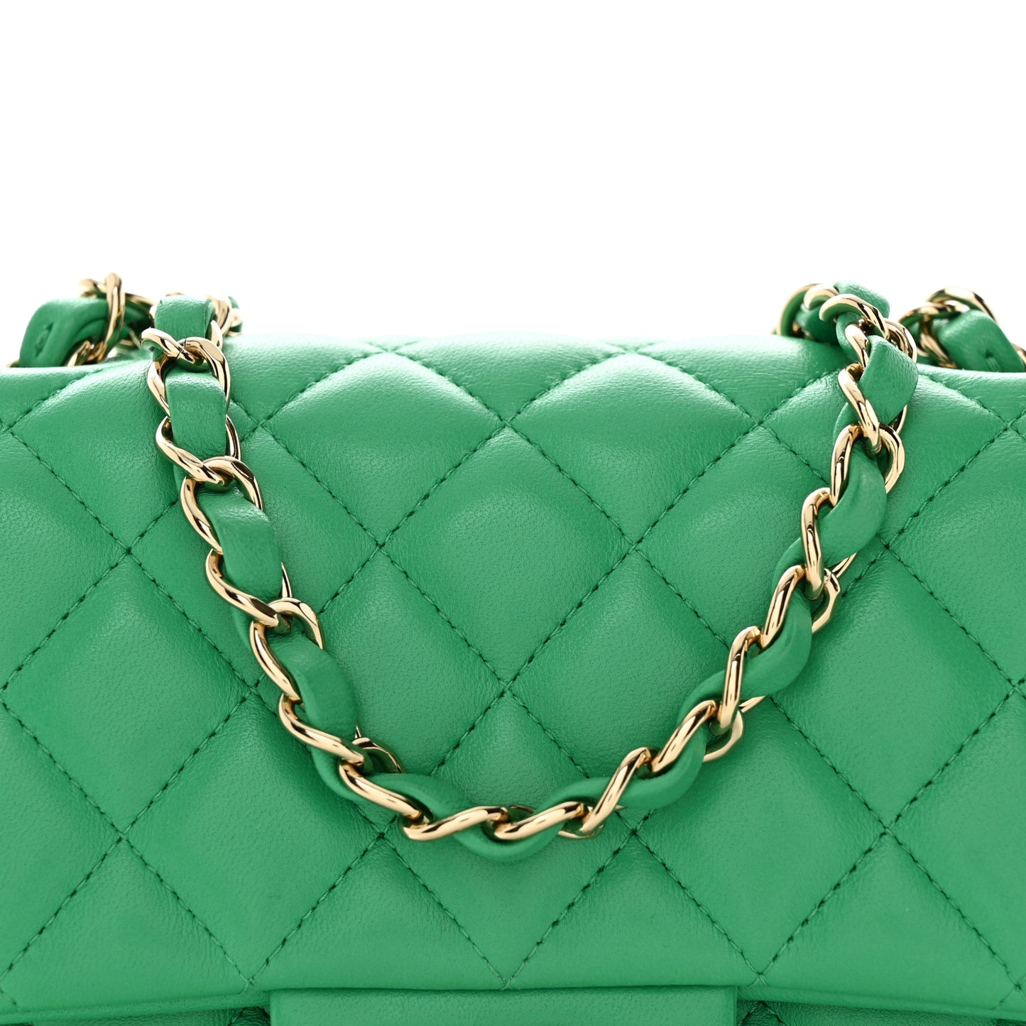 Lambskin Quilted Mini Square Flap Green
