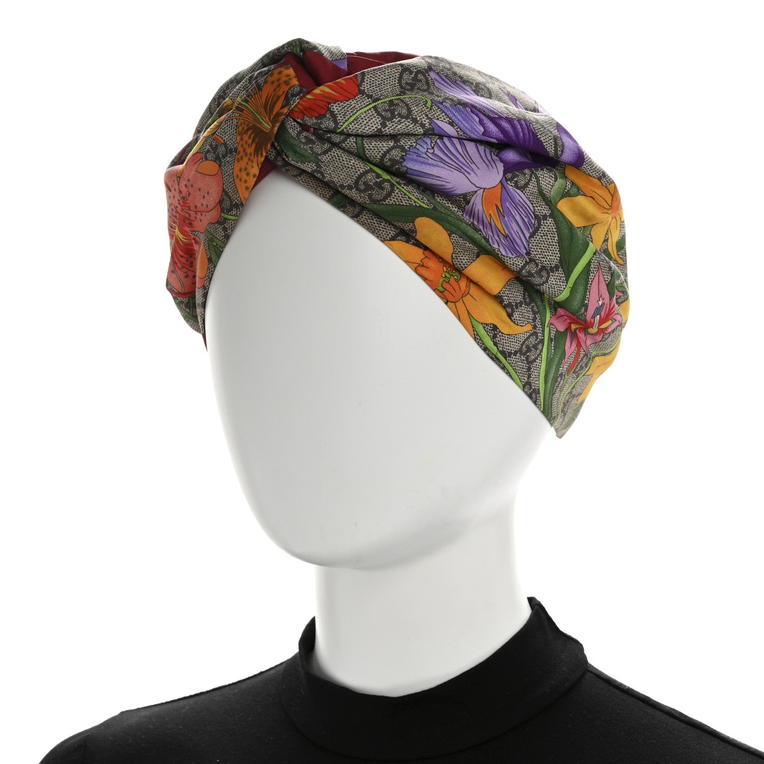 Gucci Silk Monogram Flora Print Headband Red 2 of 5