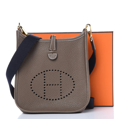 Hermes Taurillon Clemence Amazone Evelyne TPM Etoupe Bleu Indigo 11 of 11