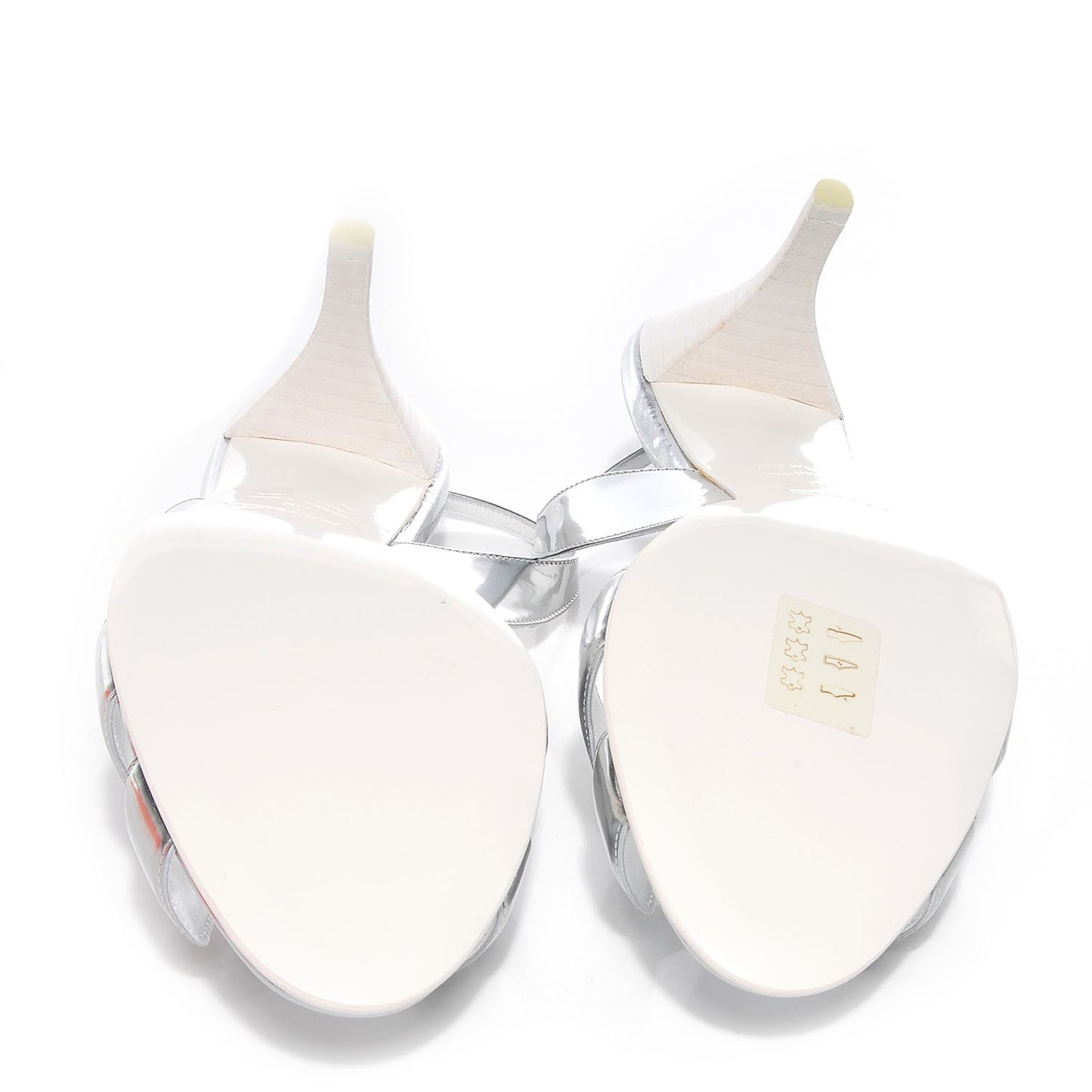 Laminated Calfskin Night 70 Slingback Sandals 40 Silver