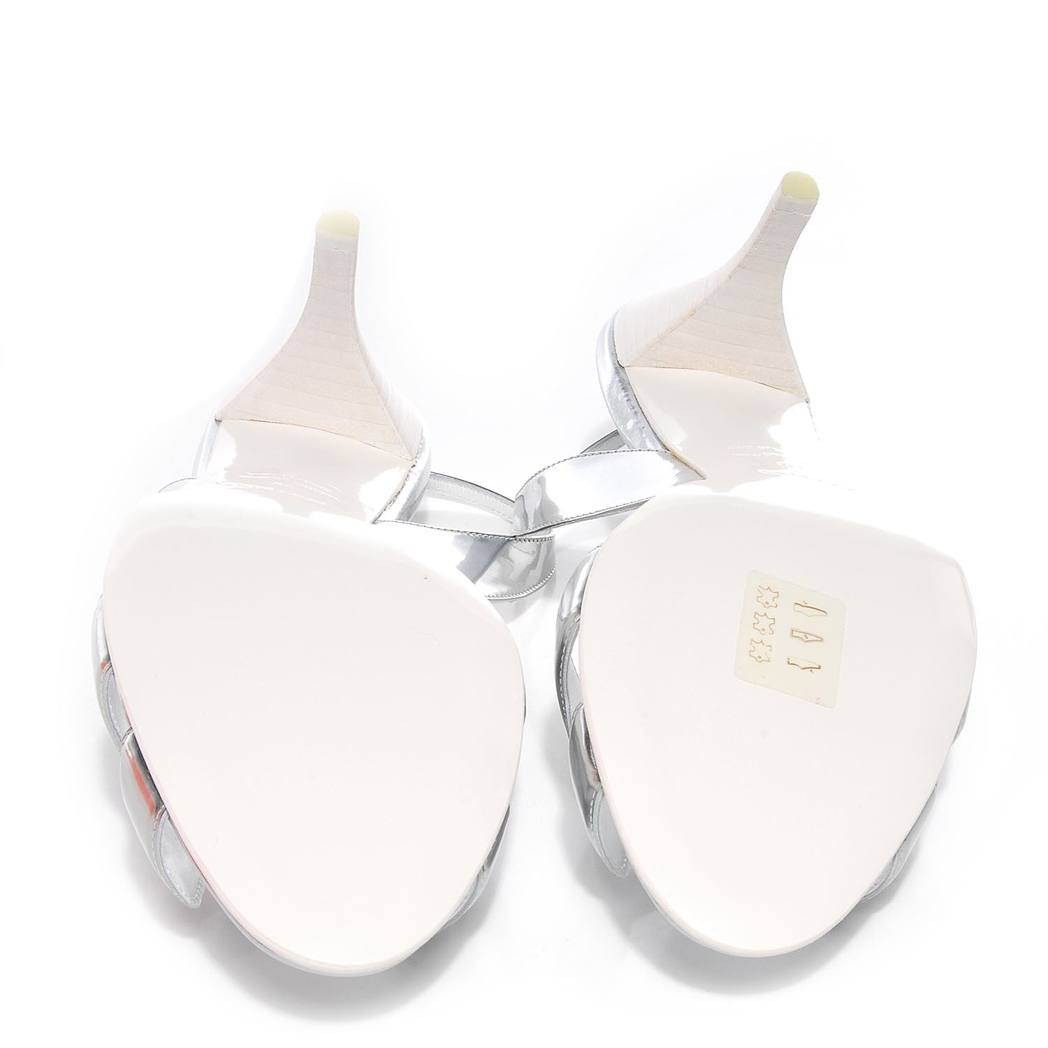 Hermes Laminated Calfskin Night 70 Slingback Sandals 40 Silver 5 of 7