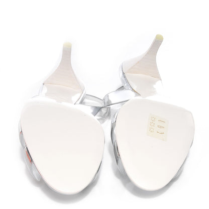 Hermes Laminated Calfskin Night 70 Slingback Sandals 40 Silver 5 of 7