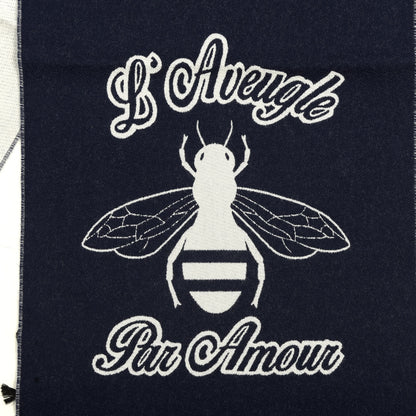 Gucci Wool L'Aveugle Par Amour Scarf Navy White 3 of 5