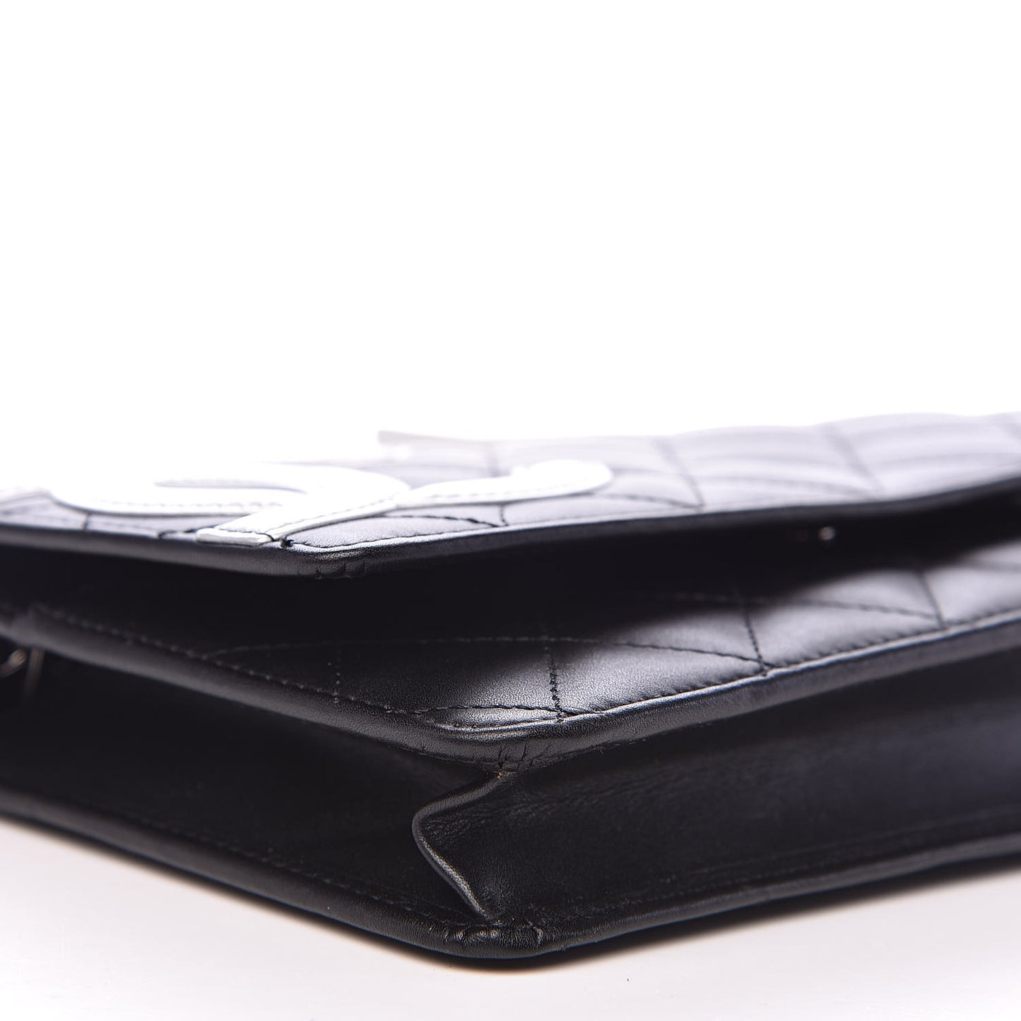 Calfskin Quilted Cambon Wallet On Chain WOC Black