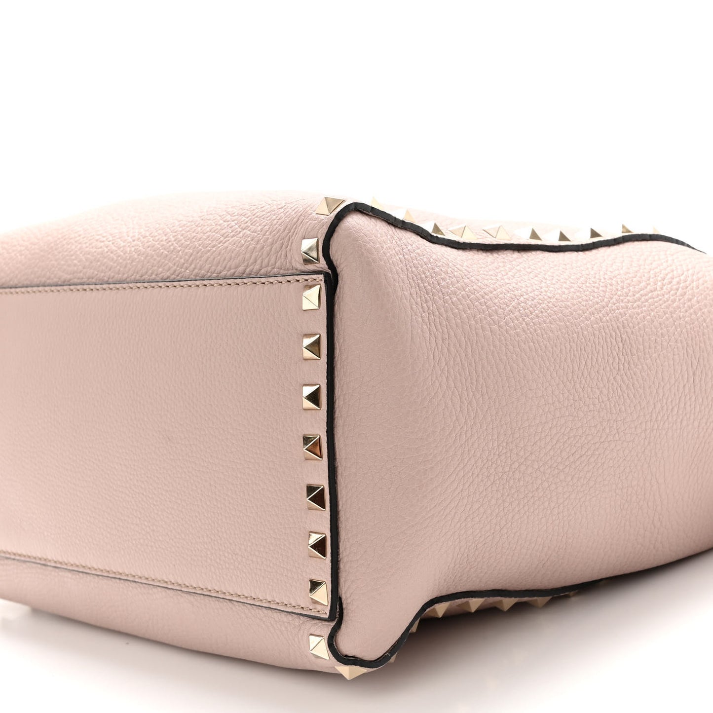 Grained Calfskin Rockstud Double Handle Tote Poudre
