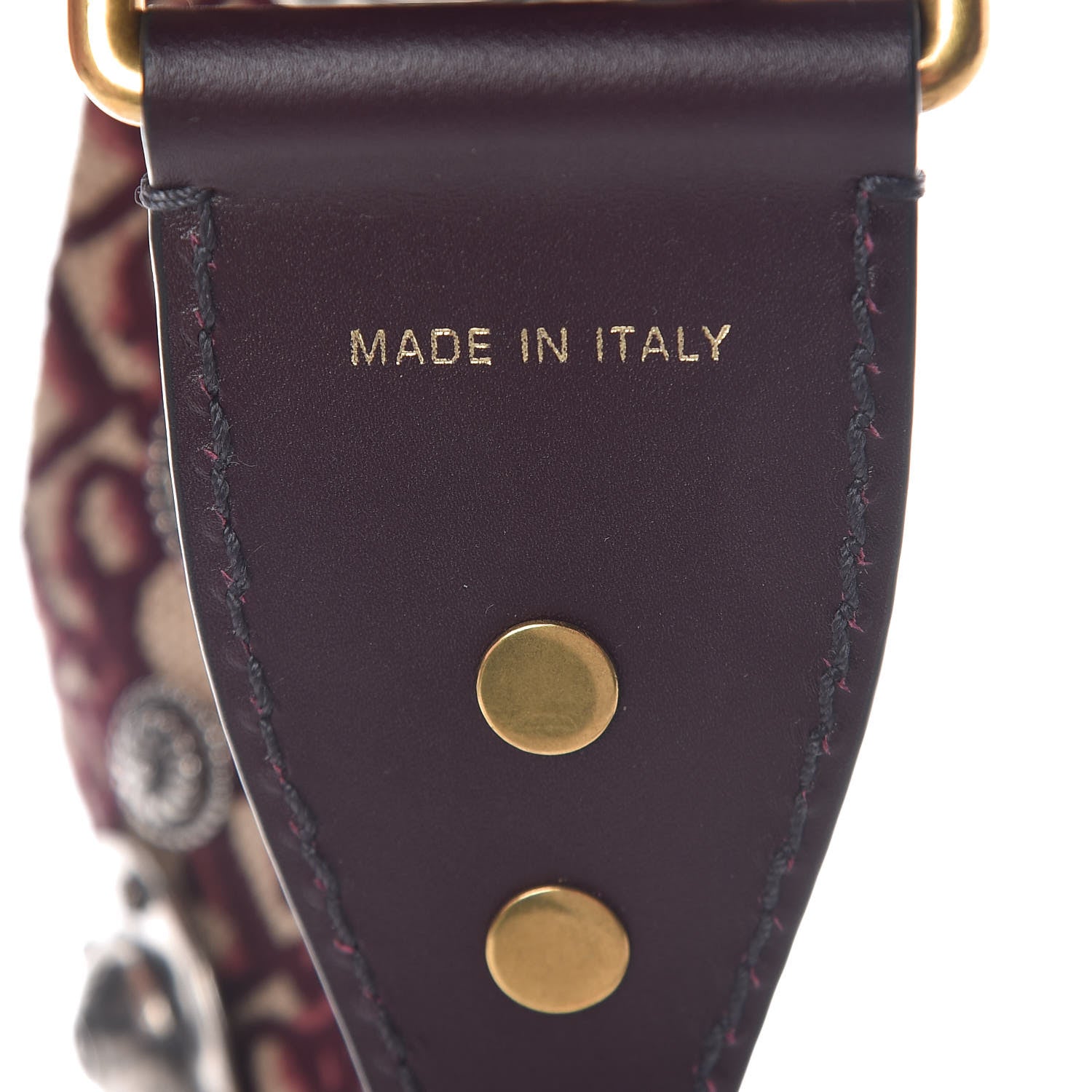 Christian Dior Oblique Studded Shoulder Strap Burgundy 5 of 5