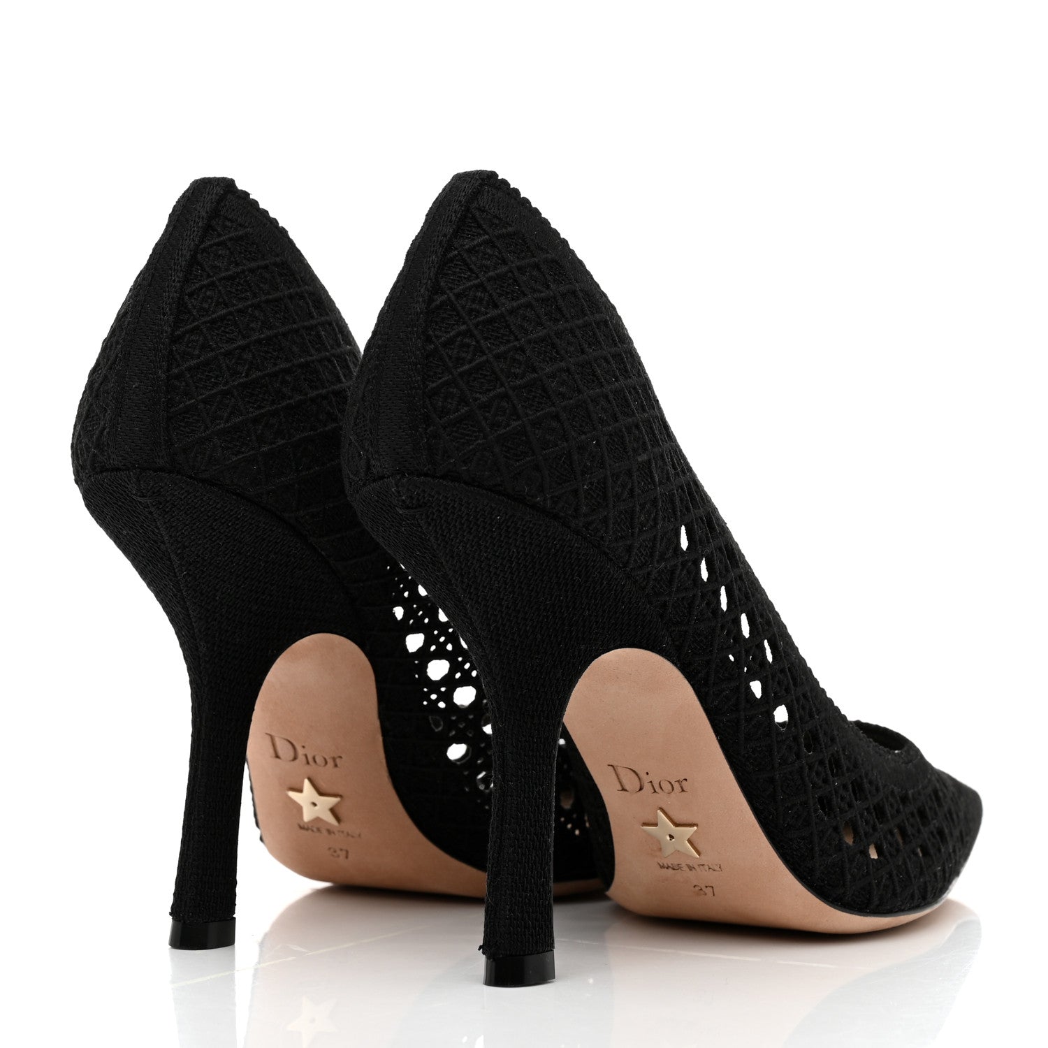 Christian Dior Mesh Cotton Cannage Dior Capture 100mm Pumps 37 Black 4 of 10