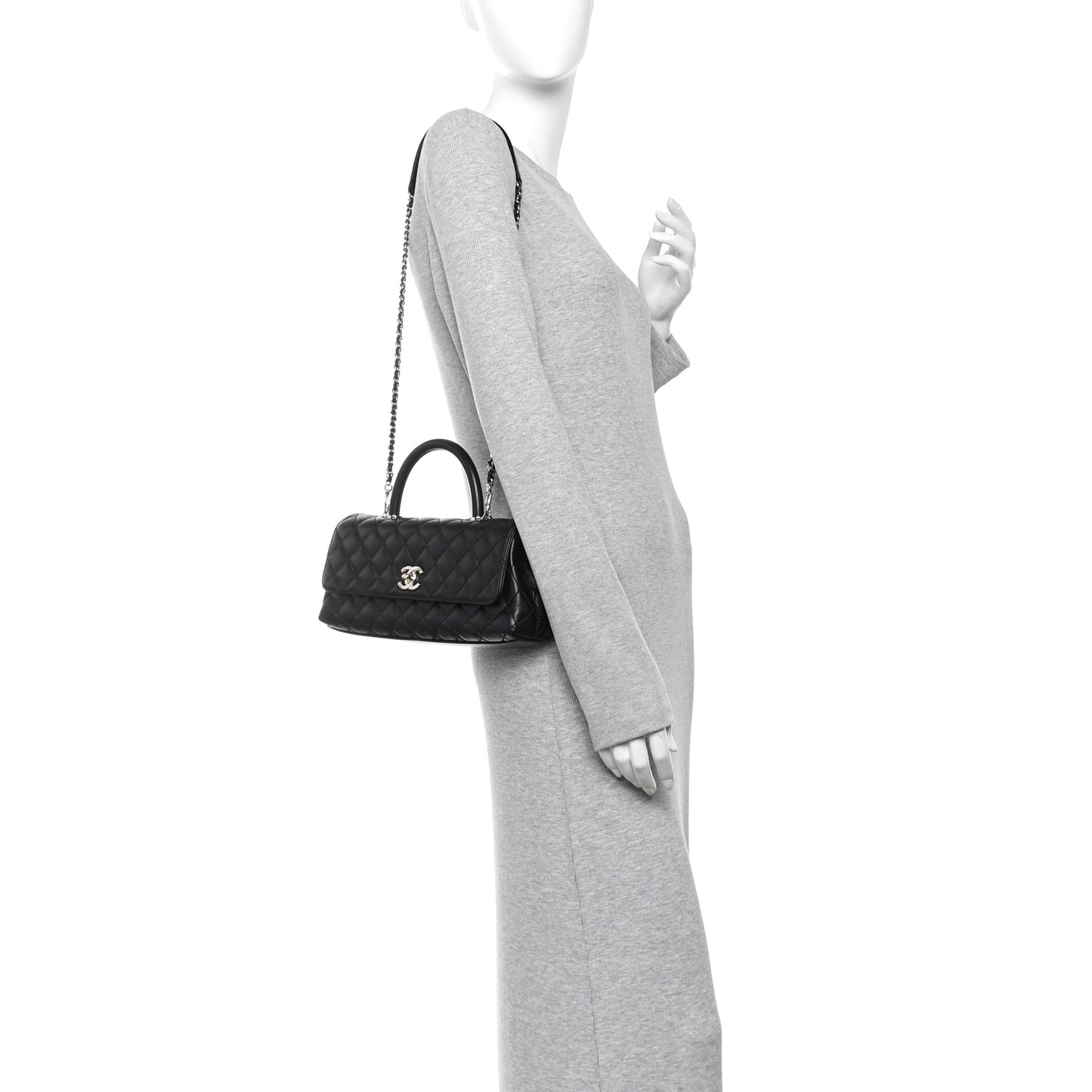 Caviar Quilted Maxi East West Coco Handle Flap Black