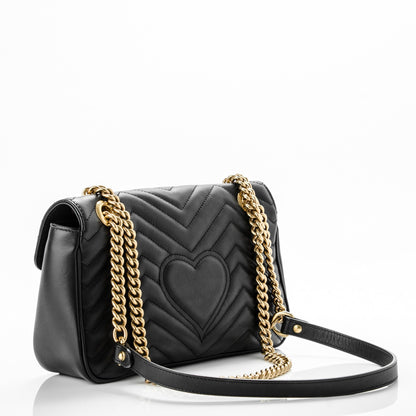 Gucci Calfskin Matelasse Small GG Marmont Shoulder Bag Black 3 of 7