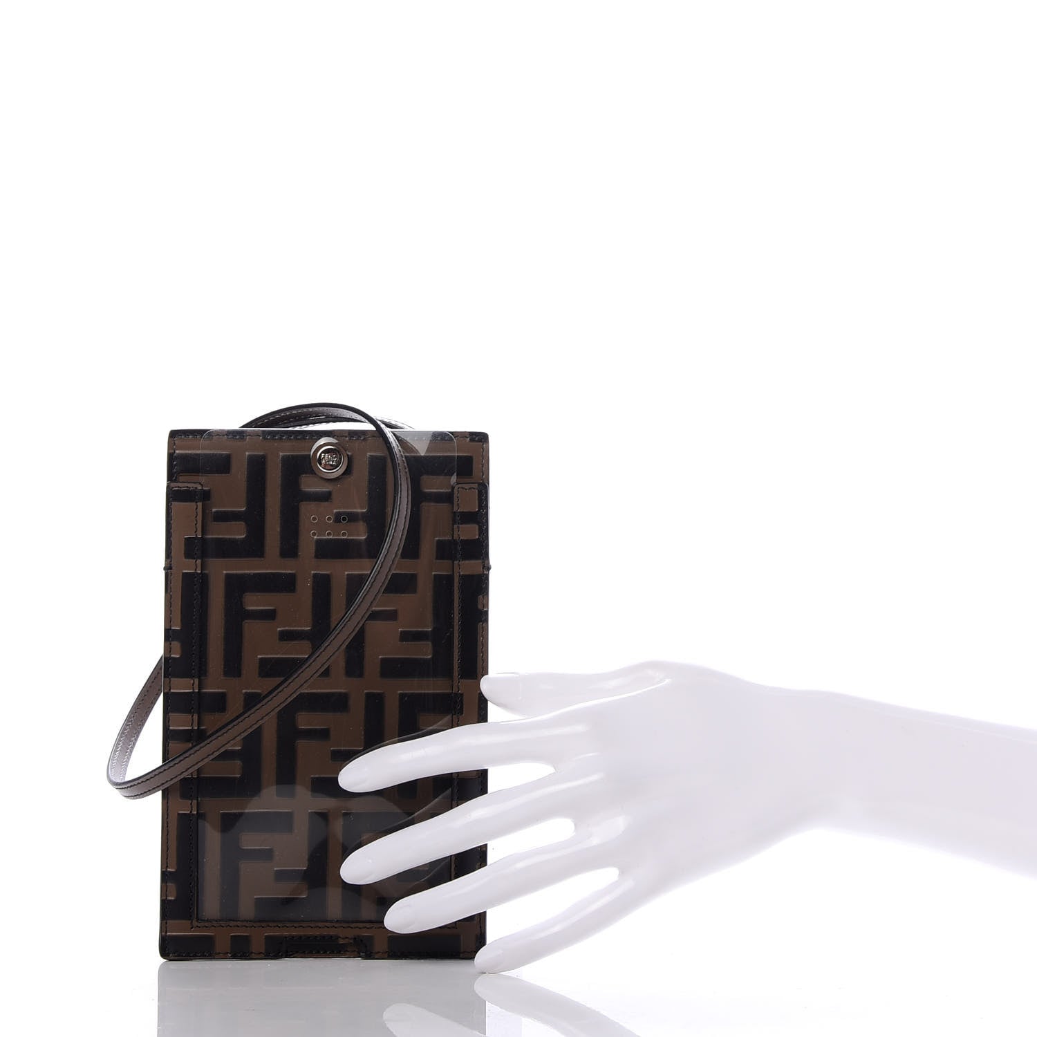 Fendi Calfskin FF 1974 Embossed Iphone X Lanyard Case Maya Black 2 of 4