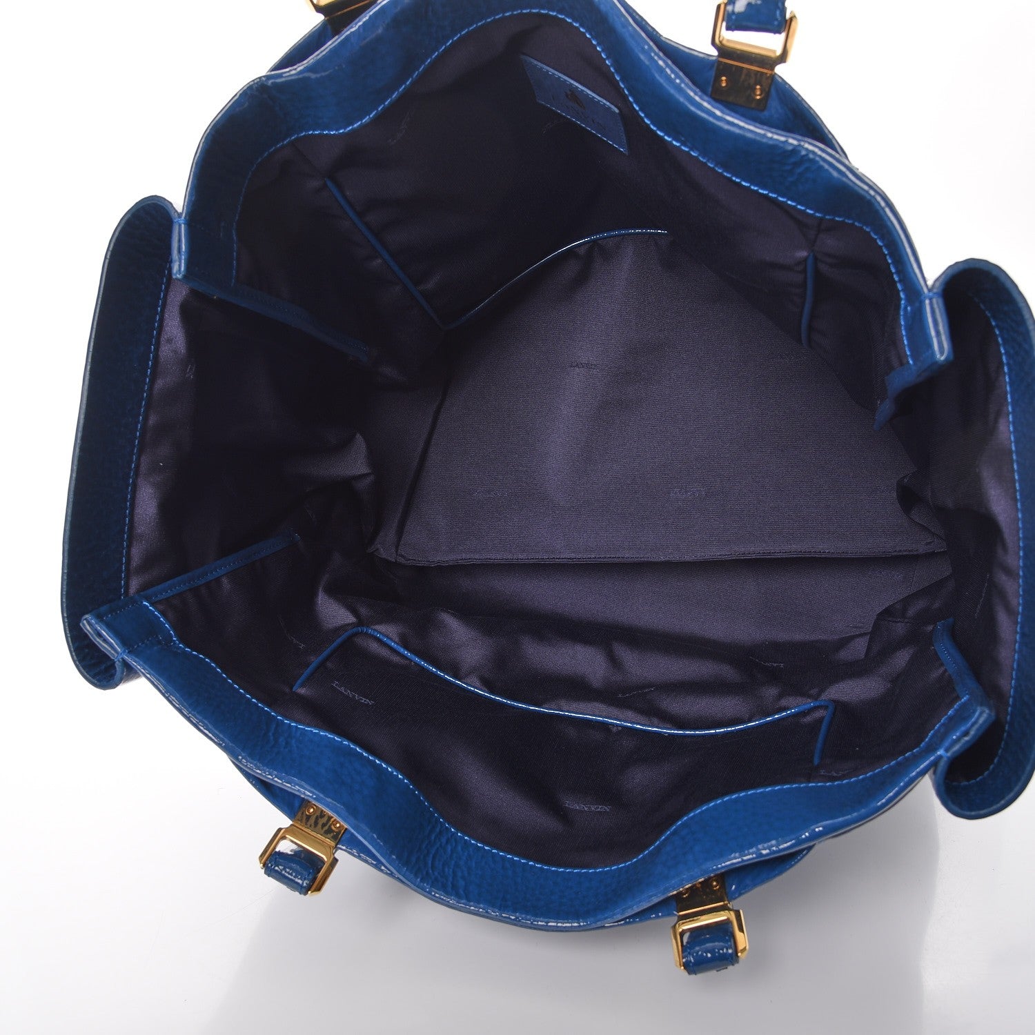 Lanvin Patent Calfskin Moonriver Tote Blue 5 of 7