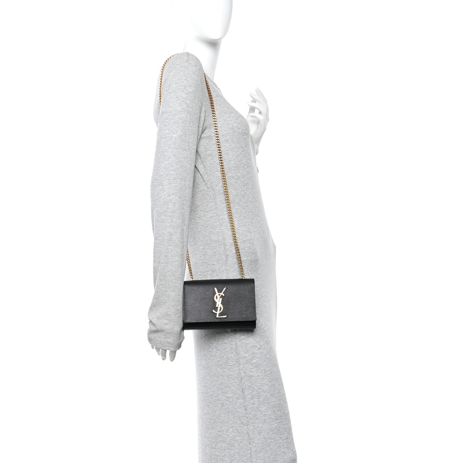 Saint Laurent Grain De Poudre Small Monogram Kate Satchel Black 2 of 9