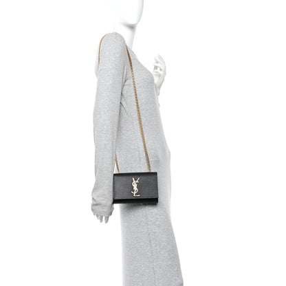 Saint Laurent Grain De Poudre Small Monogram Kate Satchel Black 2 of 9