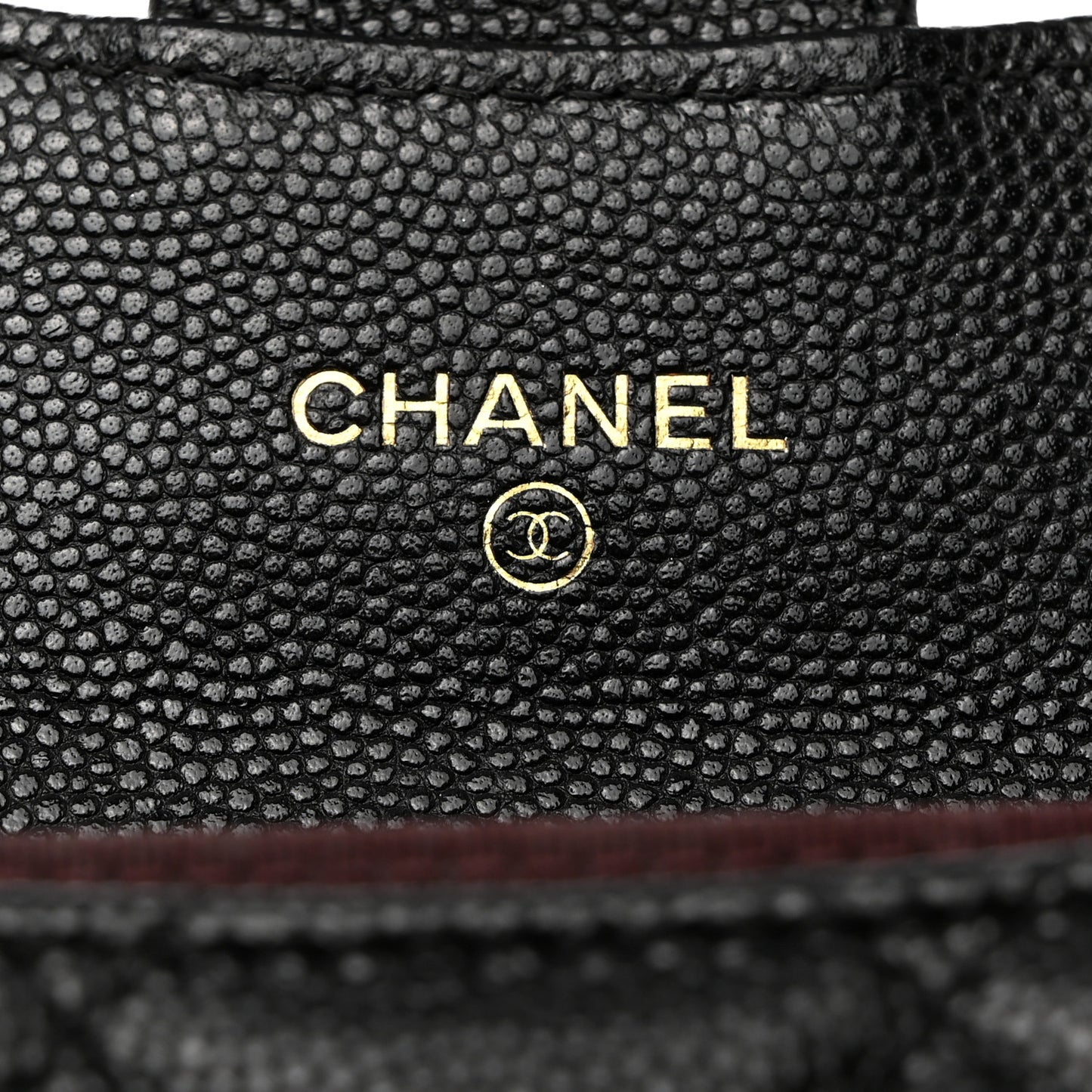 Caviar Quilted Flap Card Holder Chain Wristlet Black