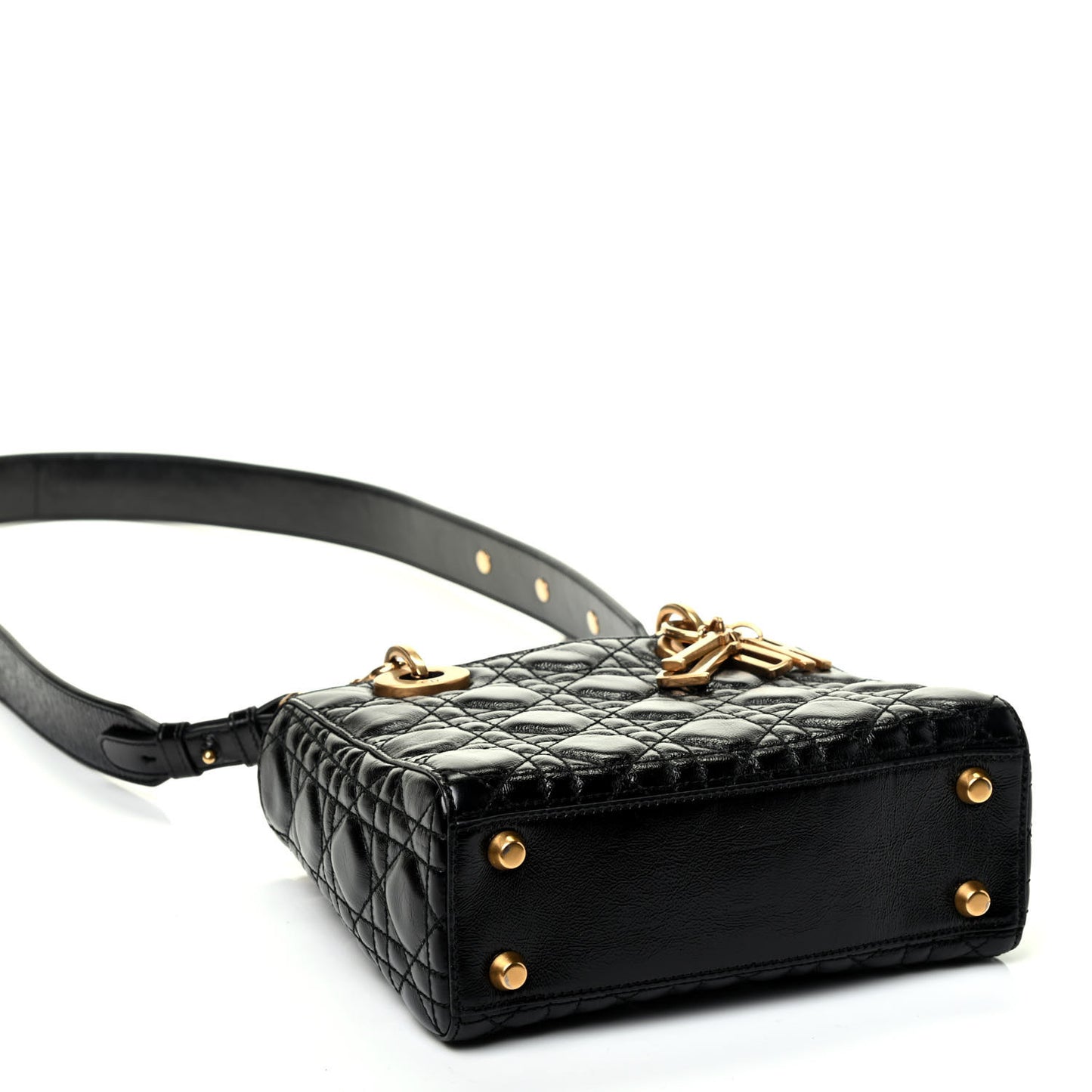 Crinkled Patent Cannage Small Lucky Badges My Lady Dior Black
