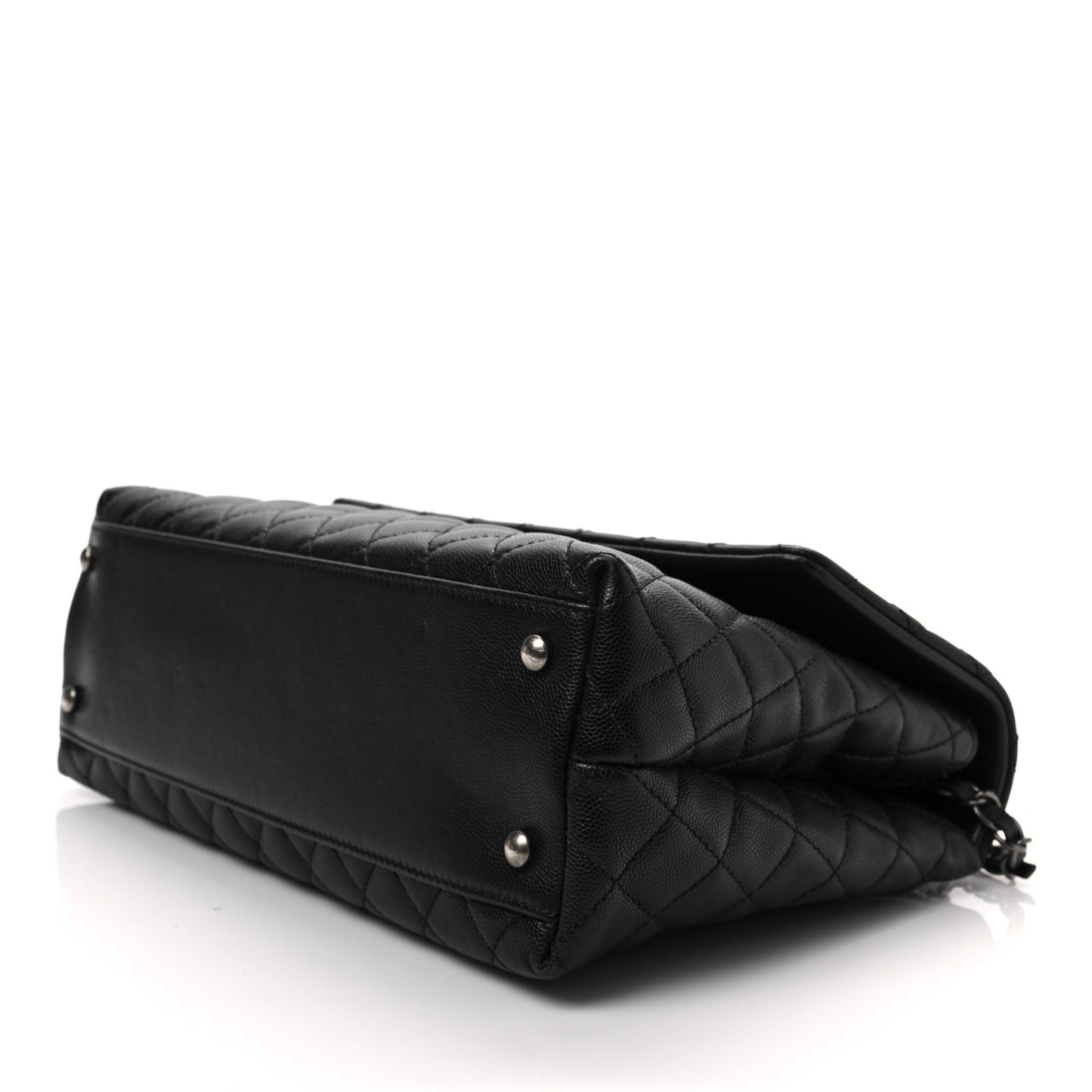 Caviar Lizard Quilted Medium Coco Handle Flap Black Burgundy