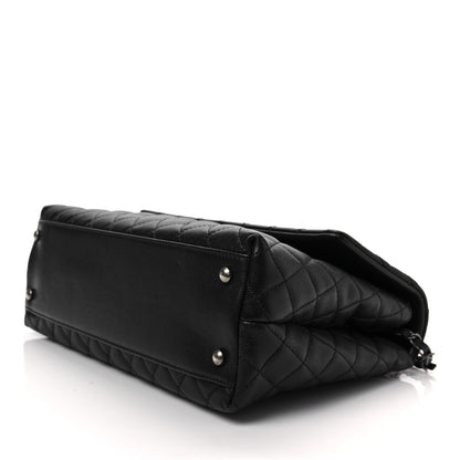 Chanel Caviar Lizard Quilted Medium Coco Handle Flap Black Burgundy 8 of 8