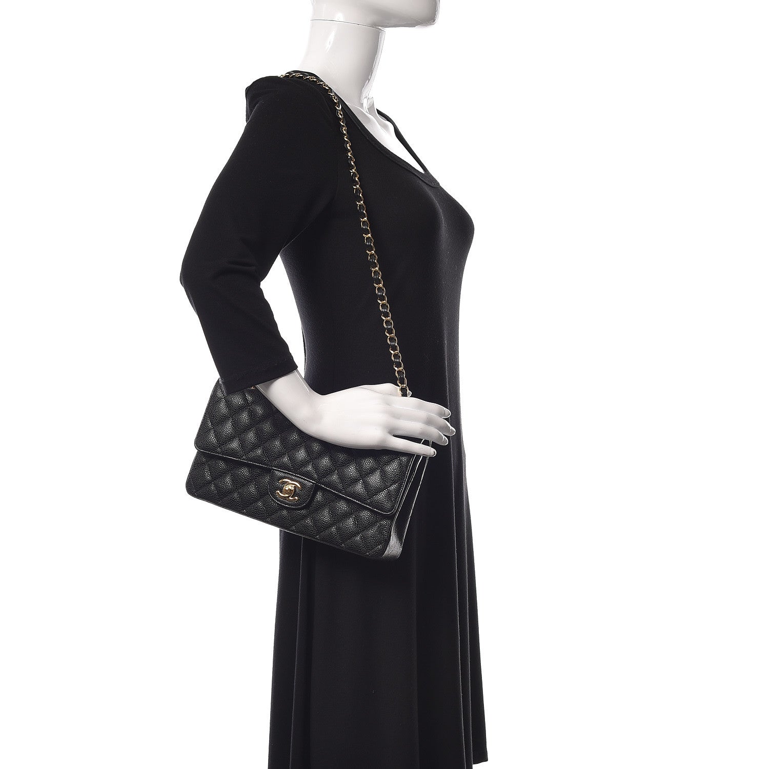 Chanel Caviar Quilted Medium Double Flap Black 2 of 11
