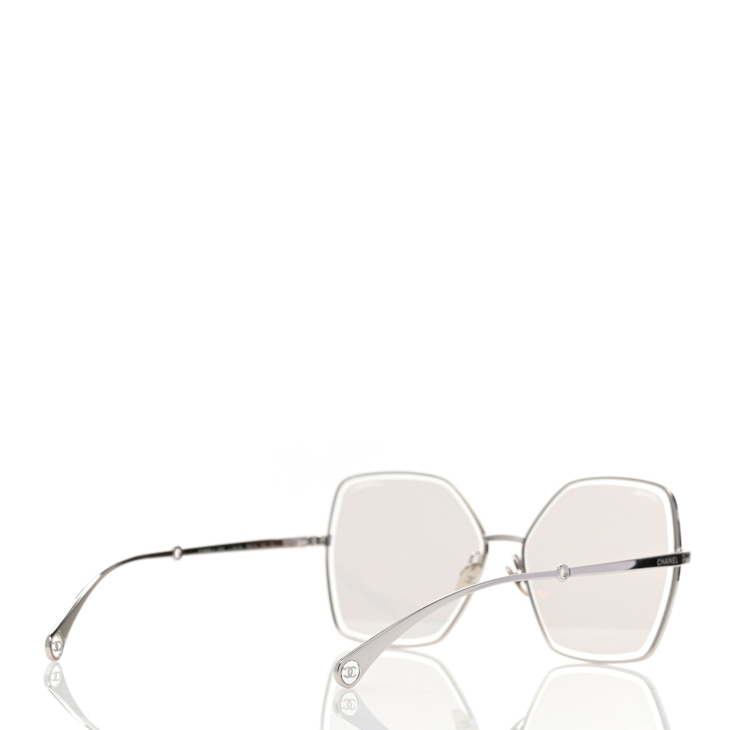 Butterfly Removable Pearl Chain Sunglasses 4262 Silver