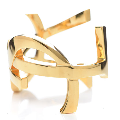 Saint Laurent Brass Monogram Medium Cuff Bracelet Gold 6 of 7
