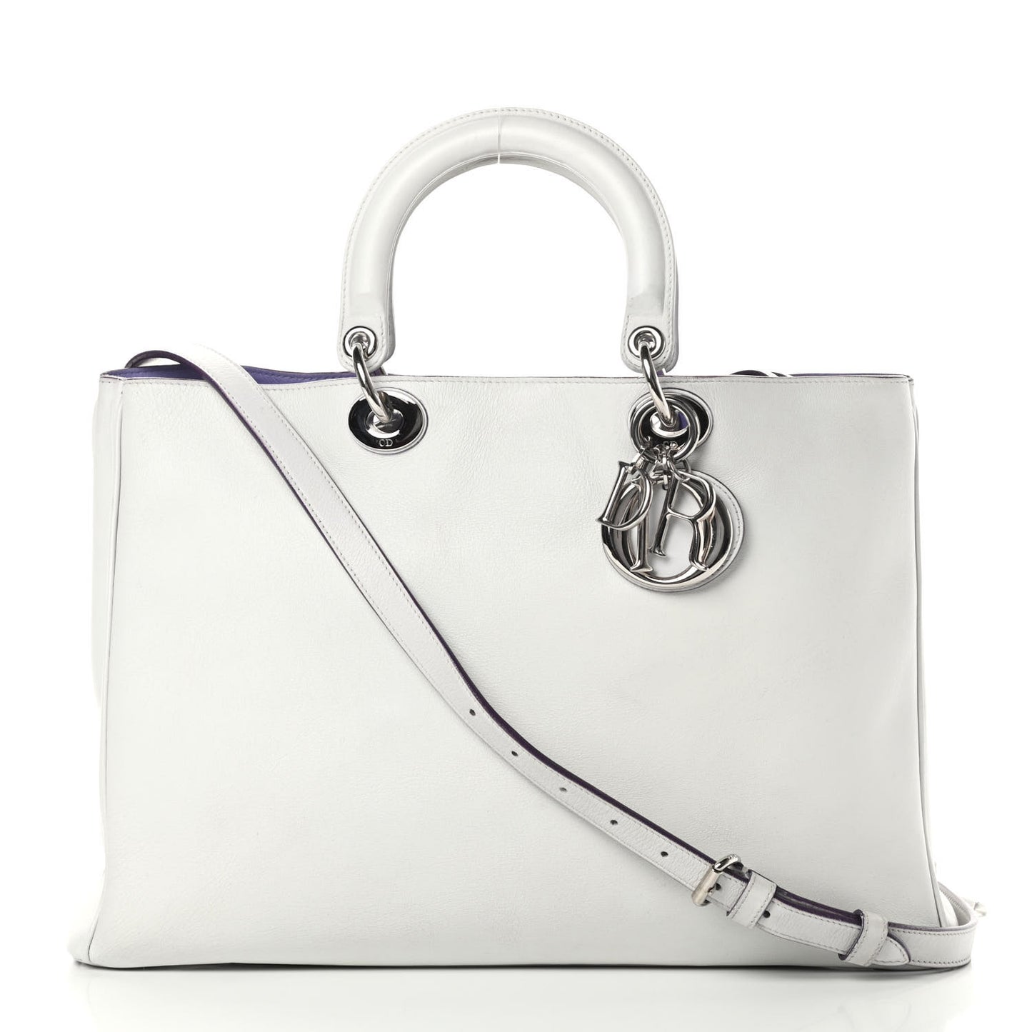 Smooth Calfskin Large Diorissimo Tote White