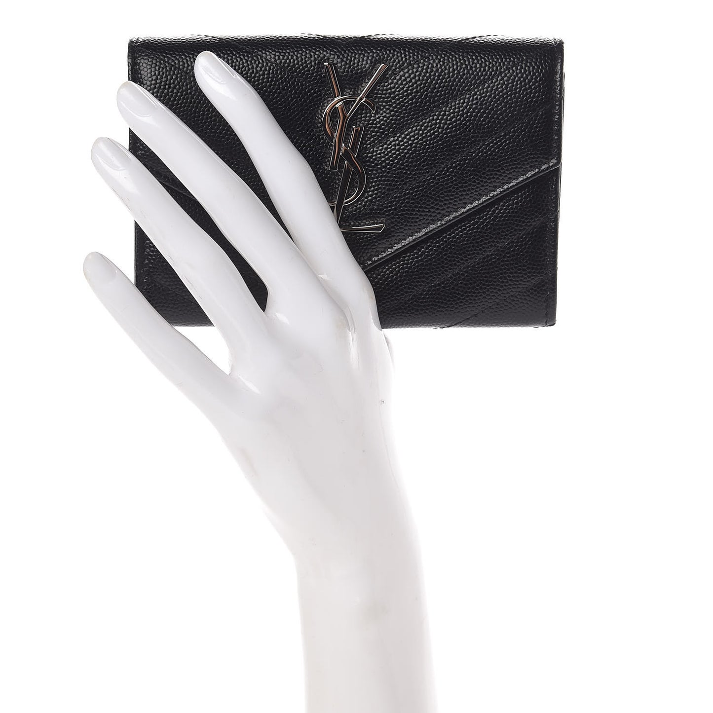 Grain De Poudre Matelasse Chevron Small Monogram Envelope Wallet Black