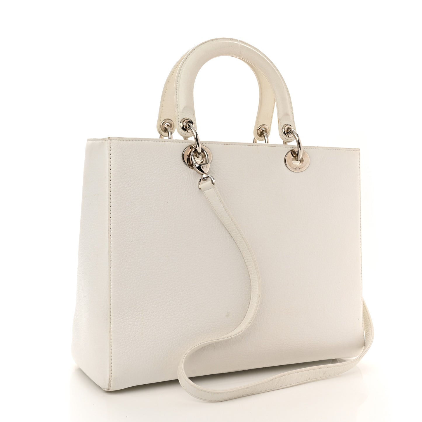 Deerskin Floral Printed Large Lady Dior White