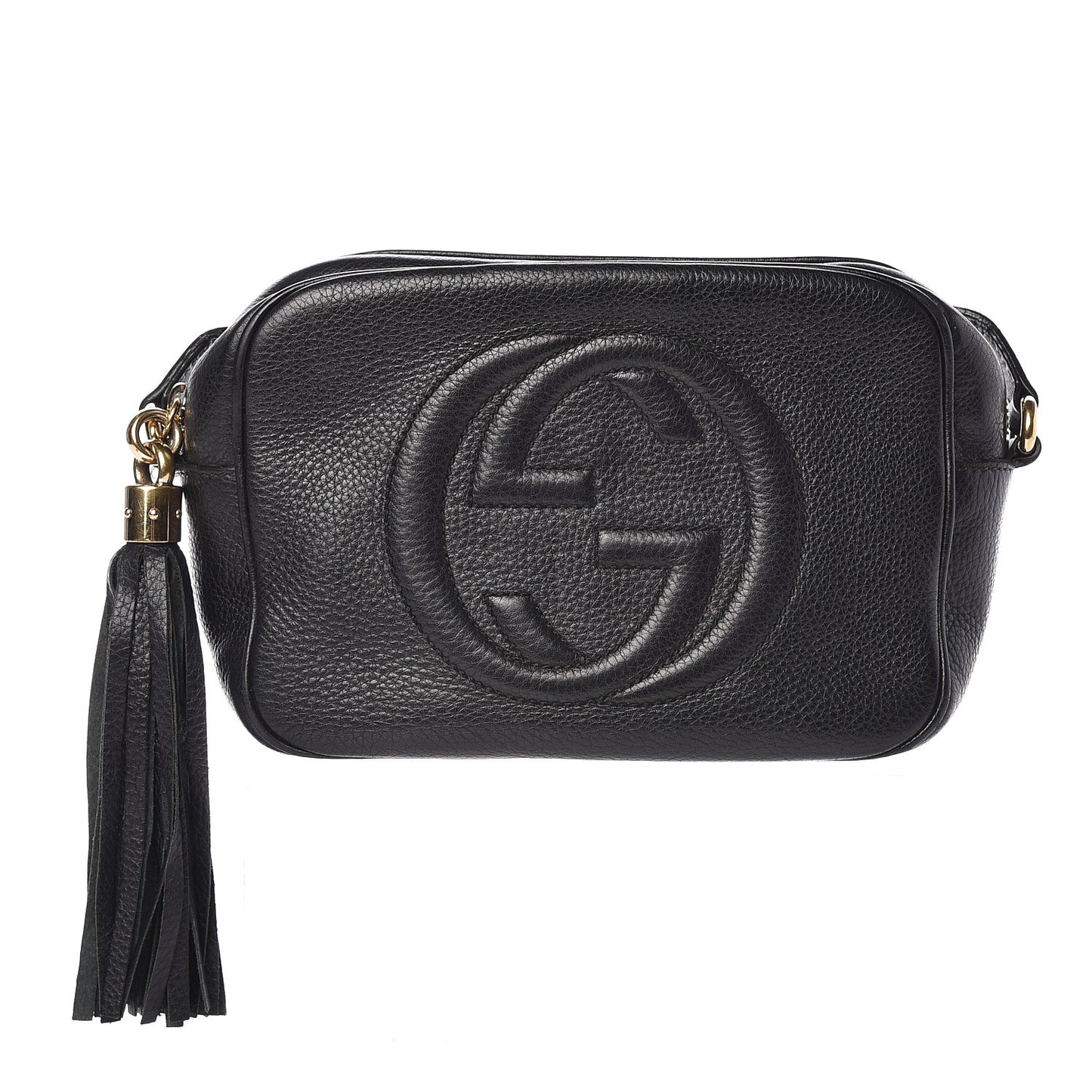 Pebbled Calfskin Small Soho Disco Bag Black