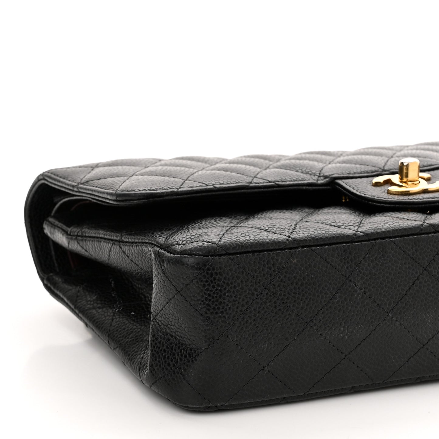 Caviar Quilted Medium Double Flap Black