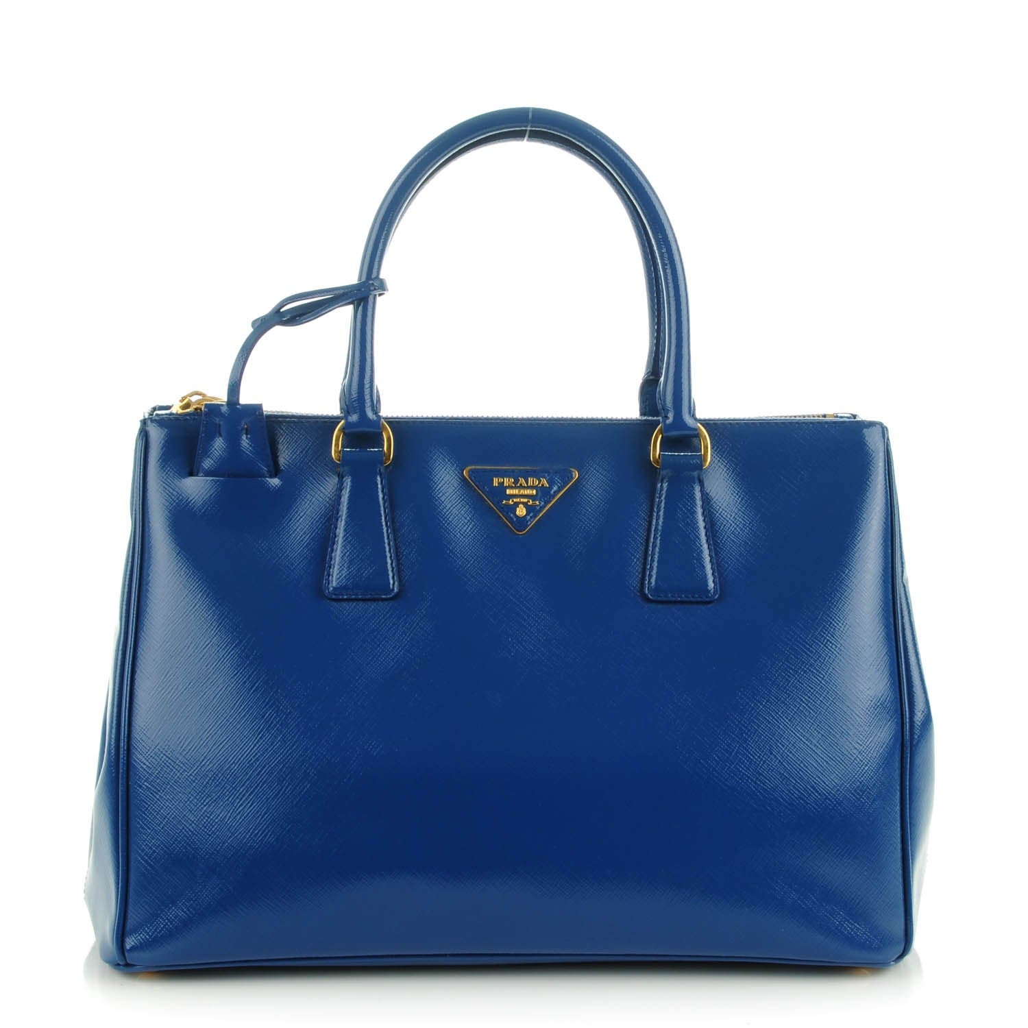 Prada Saffiano Vernice Medium Galleria Double Zip Tote Azzurro 1 of 8