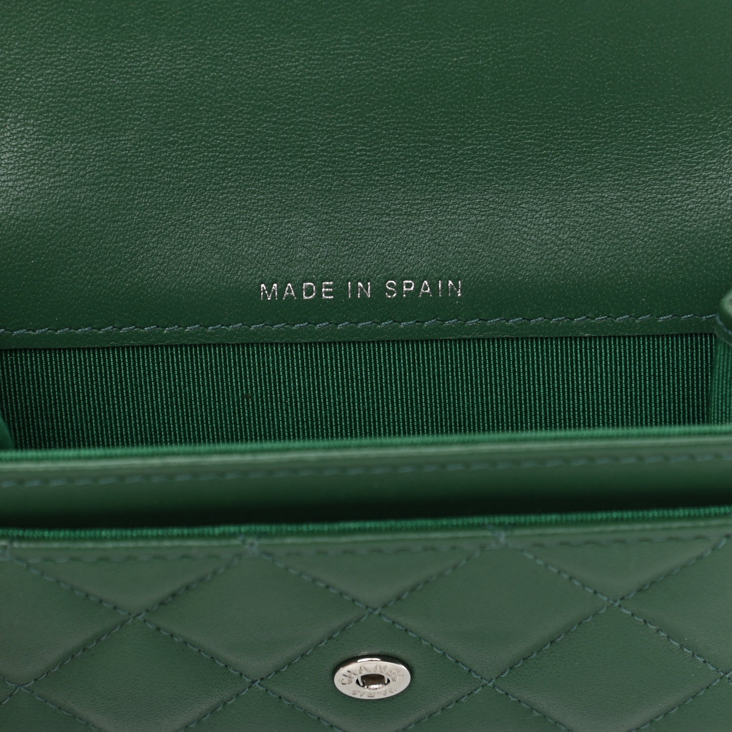 Chanel Lambskin Quilted Flap Card Holder Wallet Green 7 of 16