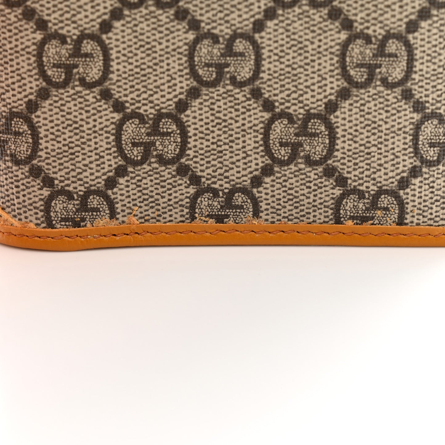 GG Supreme Monogram Textured Calfskin Retro Interlocking G Passport Case Beige Yellow