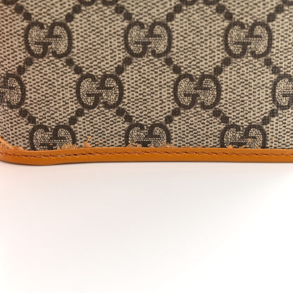 Gucci GG Supreme Monogram Textured Calfskin Retro Interlocking G Passport Case Beige Yellow 10 of 14