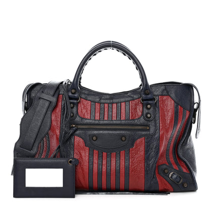 Balenciaga Cuir Arena Striped Classic Hardware City Bleu Nuit Rouge 1 of 12