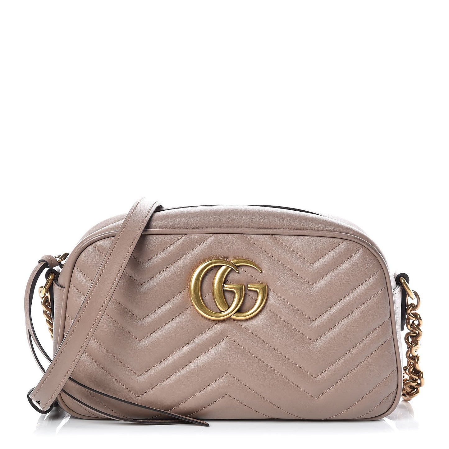 Calfskin Matelasse Small GG Marmont Chain Shoulder Bag Taupe
