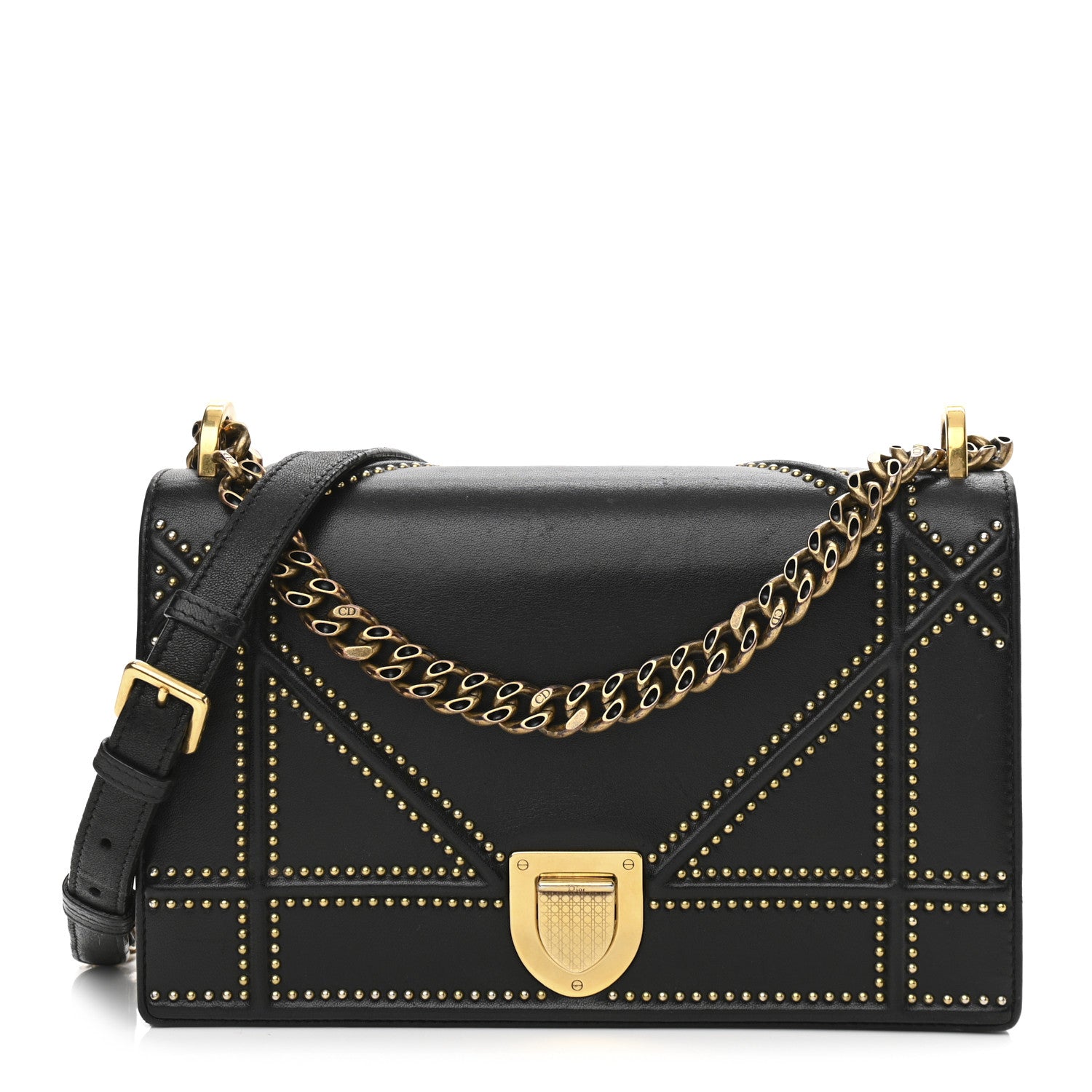 Christian Dior Lambskin Studded Medium Diorama Flap Bag Black 1 of 17