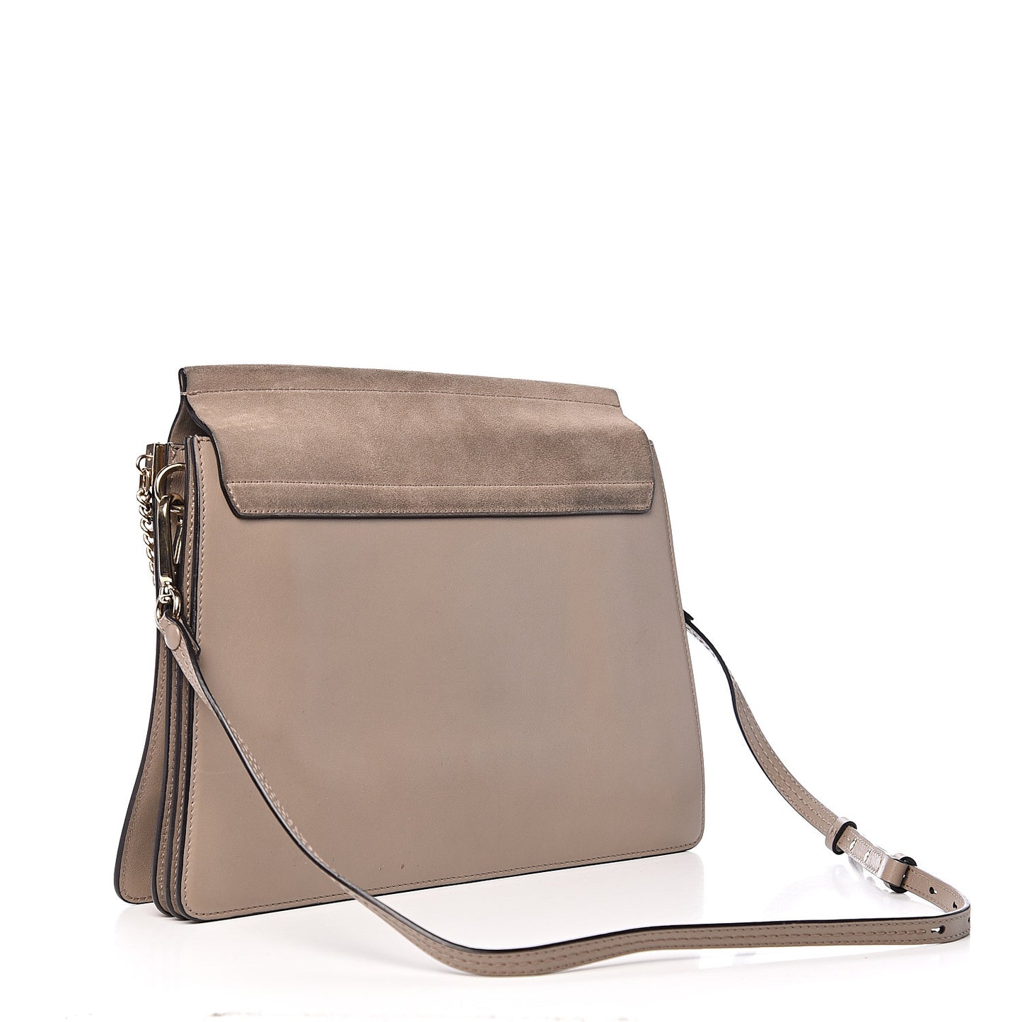 Calfskin Suede Medium Faye Shoulder Bag Motty Grey