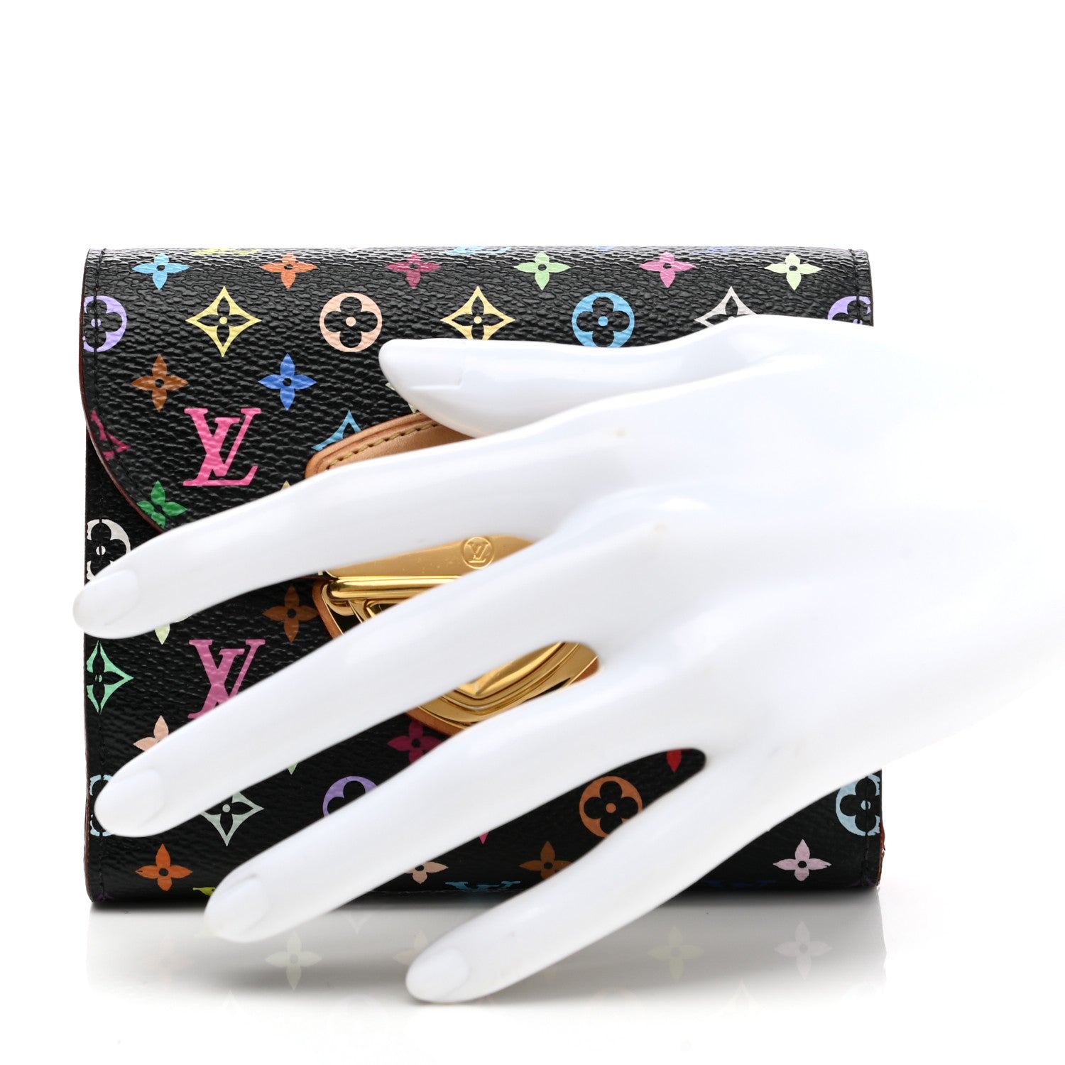 Louis Vuitton Monogram Multicolor Joey Wallet Black Grenade 2 of 9