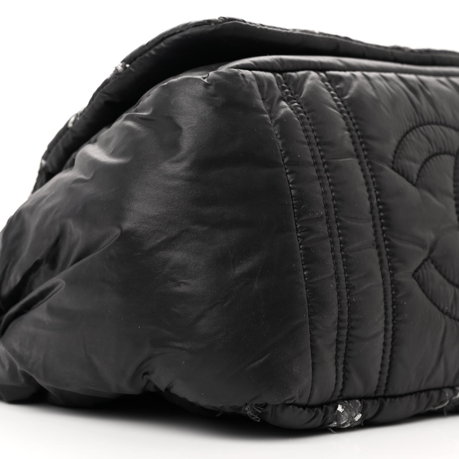 Chanel Nylon Quilted Tweed Stitch Bubble Flap Black 9 of 10