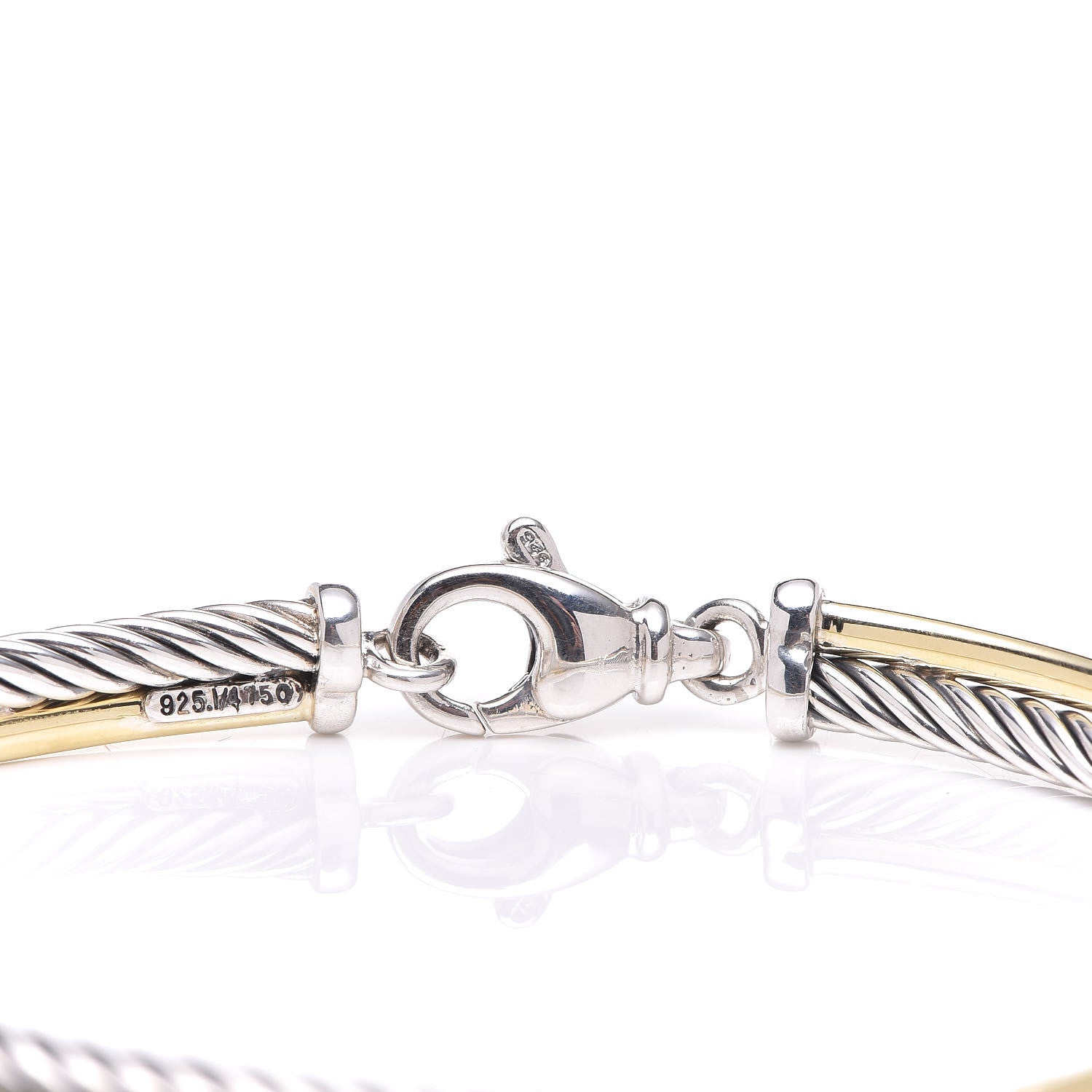 David Yurman Sterling Silver 18K Yellow Gold 3mm Crossover Bracelet 5 of 6
