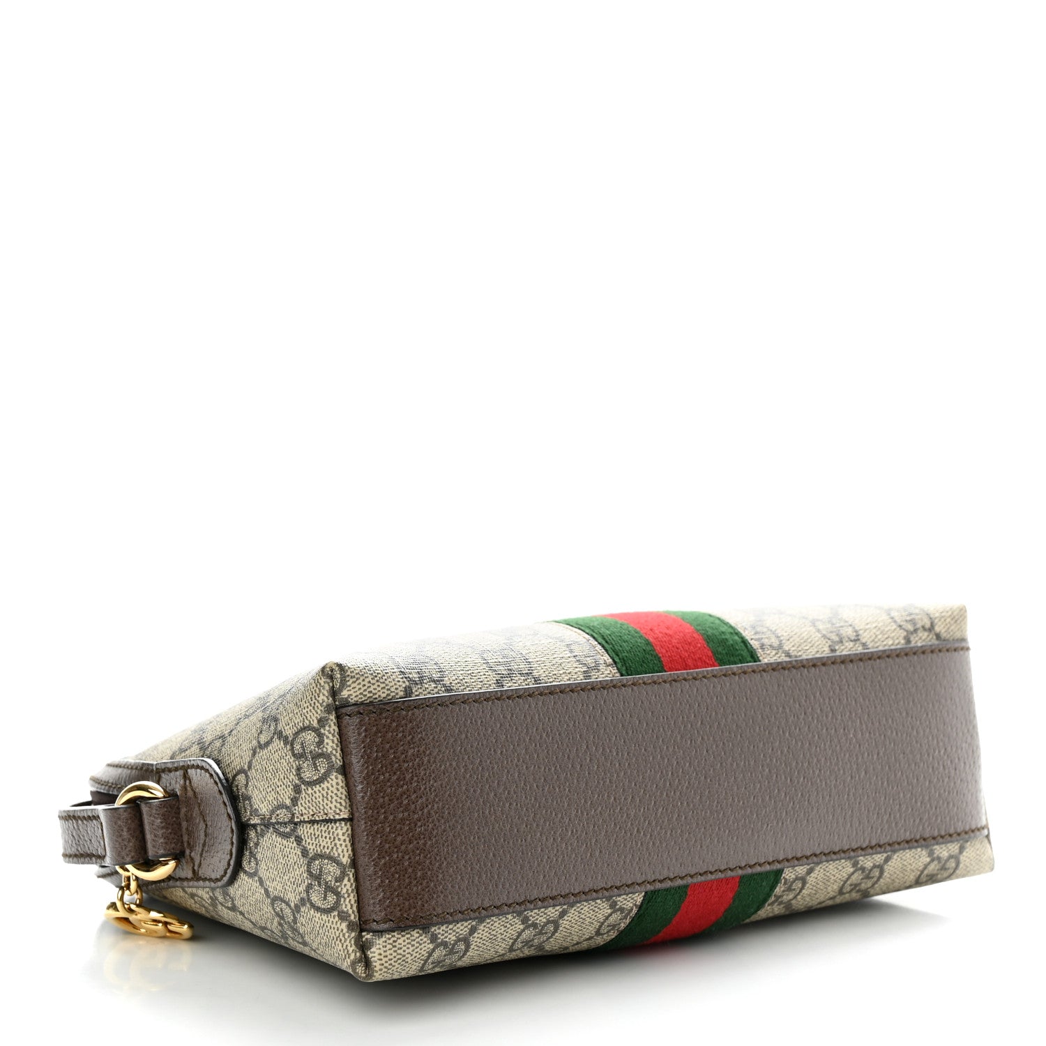 Gucci GG Supreme Monogram Textured Dollar Calfskin Web Small Ophidia Dome Shoulder Bag Beige Ebony New Acero 4 of 10