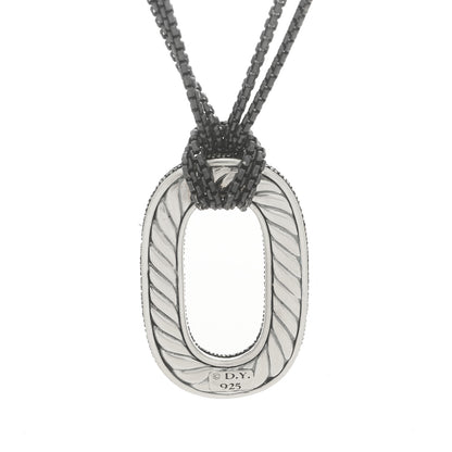 David Yurman Sterling Silver Diamond Midnight Melange Oval Pendant Necklace 6 of 6