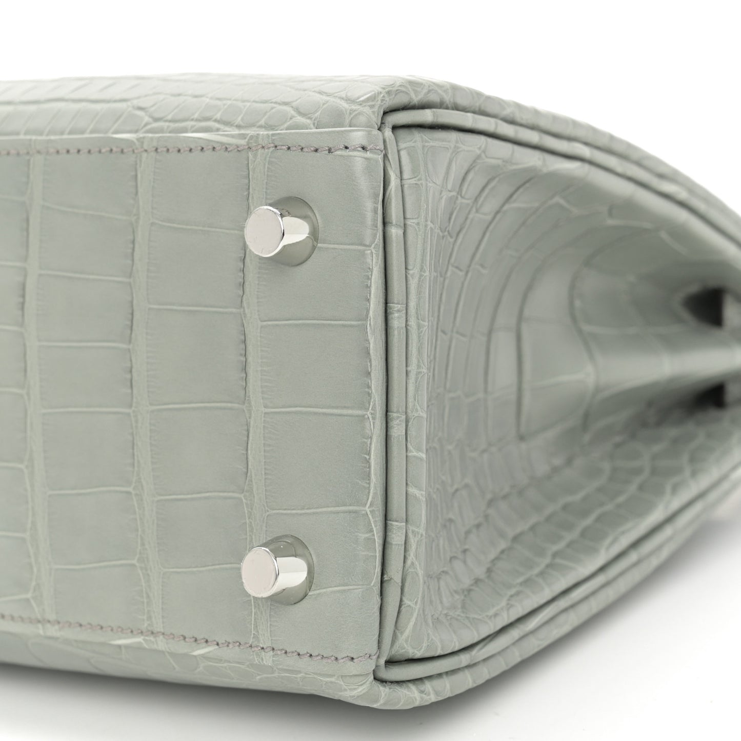 Matte Alligator Kelly Retourne 25 Gris Ciment