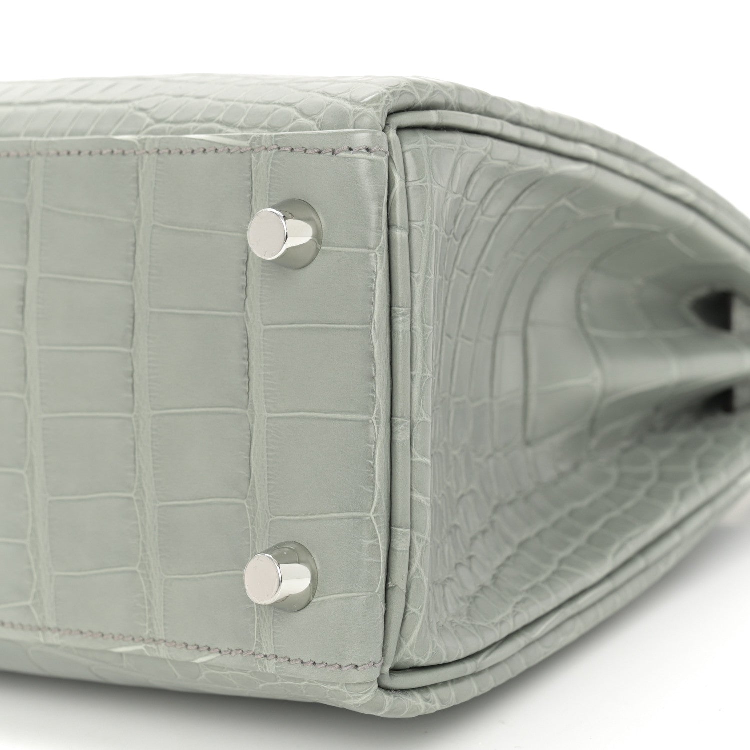 Hermes Matte Alligator Kelly Retourne 25 Gris Ciment 9 of 10