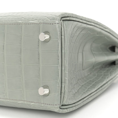 Hermes Matte Alligator Kelly Retourne 25 Gris Ciment 9 of 10