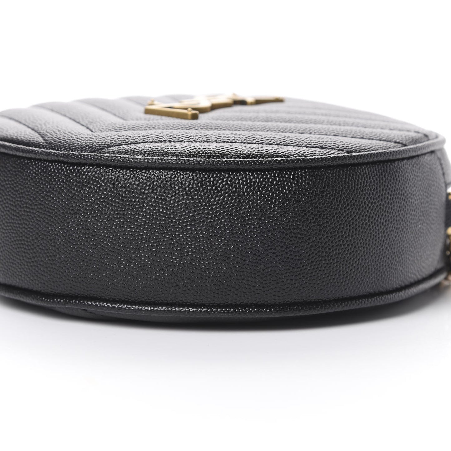 Grain De Poudre Matelasse Chevron Quilted Round Vinyle Camera Bag Black